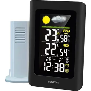 Метеостанція Sencor, внутр/зовн вимірювання, від мережі/АААх3+AAAx2, темп-ра, вологість, час, прогноз погоди, атмосферний тиск, чорний №2