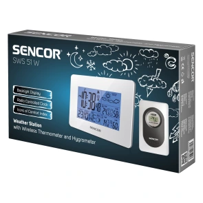 метеостанция Sencor, внутр/наруж измерения, AAx3+AAAx2, темп-ра, влажность, время, прогноз погоды, белый №3