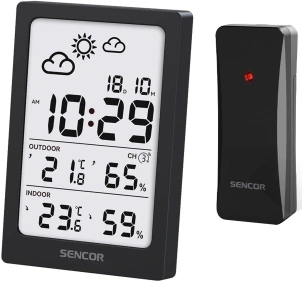 метеостанция Sencor, внутр/наруж измерения, AAAx2+AAx2, темп-ра, влажность, время, черный №1