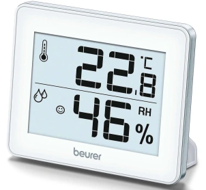 Термогігрометр Beurer, внутр. вимірювання, темп-ра, вологість, час, CR2025х1, в комплекті, білий №1