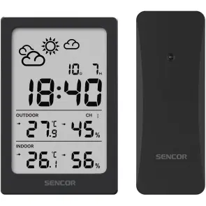 метеостанция Sencor, внутр/наруж измерения, AAAx2+AAx2, темп-ра, влажность, время, черный №6