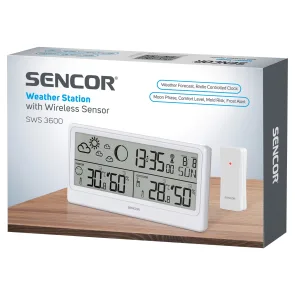 Метеостанція Sencor, внутр/зовн вимірювання, від мережі/АААх3+ААх2, темп-ра, вологість, час, прогноз погоди, білий №10