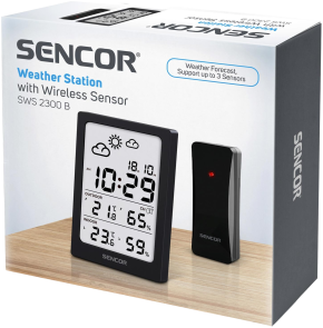 метеостанция Sencor, внутр/наруж измерения, AAAx2+AAx2, темп-ра, влажность, время, черный №9
