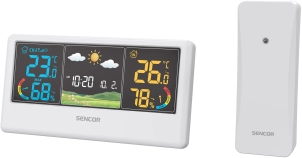 Метеостанція Sencor, внутр/зовн вимірювання, темп-ра, вологість, час, прогноз погоди, білий №1