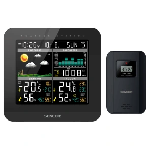 Метеостанція Sencor, внутр/зовн вимірювання, від мережі/AAAх3+AAx2, темп-ра, вологість, час, прогноз погоди, атмосферний тиск, чорний №3