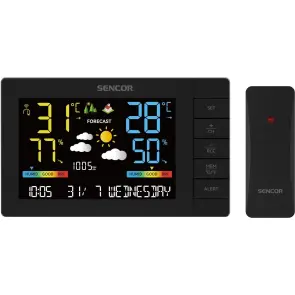 Метеостанція Sencor, внутр/зовн вимірювання, від мережі/AAx3+AAx2, темп-ра, вологість, час, прогноз погоди, атмосферний тиск, чорний №5