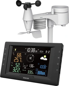 Метеостанція Sencor, внутр/зовн вимірювання, від мережі/CR2032x1+AAx3, темп-ра, вологість, час, прогноз погоди, атмосферний тиск, шв. вітру, чорний №2