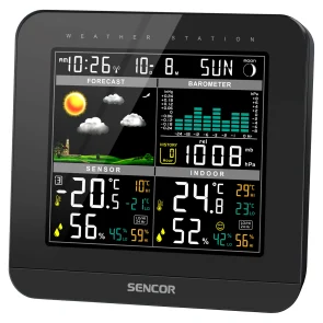 Метеостанція Sencor, внутр/зовн вимірювання, від мережі/AAAх3+AAx2, темп-ра, вологість, час, прогноз погоди, атмосферний тиск, чорний №4