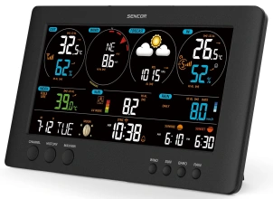 метеостанция Sencor, внутр/наруж измерения, от сети/CR2032x1+AAx2+AAx3, темп-ра, влажность, время, прогноз погоды, атмосферное давление, шв. ветра, подкл. до WIFI, черный №5