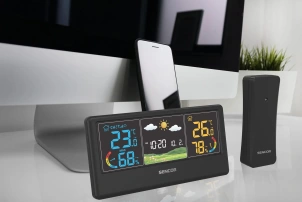 Метеостанція Sencor, внутр/зовн вимірювання, від мережі/АААх3+ААх2, темп-ра, вологість, час, прогноз погоди, чорний №4