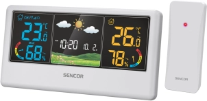 Метеостанція Sencor, внутр/зовн вимірювання, темп-ра, вологість, час, прогноз погоди, білий №6