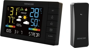Метеостанція Sencor, внутр/зовн вимірювання, від мережі/AAx3+AAx2, темп-ра, вологість, час, прогноз погоди, атмосферний тиск, чорний №8