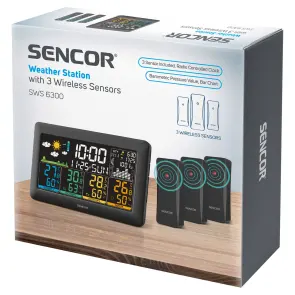 Метеостанція Sencor, внутр/зовн вимірювання, від мережі/AAх3+AAx2, темп-ра, вологість, час, прогноз погоди, атмосферний тиск, чорний №10