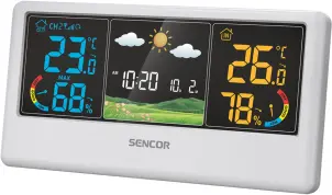 Метеостанція Sencor, внутр/зовн вимірювання, темп-ра, вологість, час, прогноз погоди, білий №8