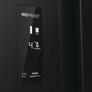 Холодильник SBS Gorenje, 179х67х92см, 2 двері, 356(191)л, А++, NF+, Інв., Зона св-ті, Зовн. Диспл, чорний №9