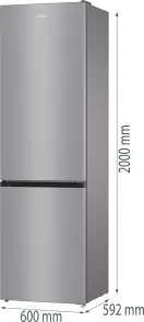 Холодильник з нижн. мороз. камерою Gorenje, 200х60х60см, 2 двері, 235(96)л, А++, NoFrost+, Зона св-ті, сірий №7
