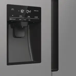 Холодильник SBS Gorenje, 179х70х92см, 2 двері, 376(190)л, А++, NF+, Інв., Зона св-ті, диспенсер, генератор льоду, Зовн. Диспл, нерж №6