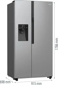 Холодильник SBS Gorenje, 179х70х92см, 2 двері, 376(190)л, А++, NF+, Інв., Зона св-ті, диспенсер, генератор льоду, Зовн. Диспл, нерж №7