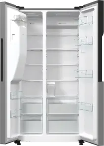 Холодильник SBS Gorenje, 179х70х92см, 2 двері, 376(190)л, А++, NF+, Інв., Зона св-ті, диспенсер, генератор льоду, Зовн. Диспл, нерж №9