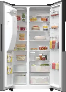 Холодильник SBS Gorenje, 179х70х92см, 2 двері, 376(190)л, А++, NF+, Інв., Зона св-ті, диспенсер, генератор льоду, Зовн. Диспл, нерж №10