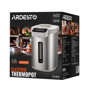 Термопот Ardesto 5.5л, дисплей, нержавеющая сталь+пластик, серо-белый №11