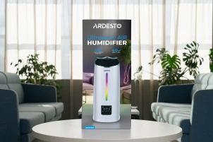 Увлажнитель воздуха ARDESTO ультразвуковой, 40м2, 6.5л, 390мл/ч, электр. управление, пульт ДУ, верх. залив воды, дисплей, белый №9