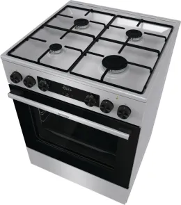 Плита Gorenje комбинированная, 71л, 60x60см, дисплей, эмалированный реш, программатор IconLed,нерж №7