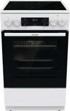 Плита Gorenje электрическая стеклокерамическая, 70л, 50x60см, дисплей, приготовление с паром, программатор, белый
