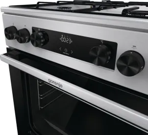 Плита Gorenje комбинированная, 71л, 60x60см, дисплей, эмалированный реш, программатор IconLed,нерж №8