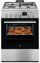 Плита Electrolux комбинированная 3 газ + 1 электро, 58л, 60x60см, дисплей, конвекция, пара, нерж.