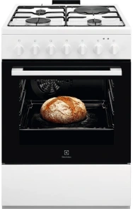 Плита Electrolux комбинированная 3 газ+1 электро, 57л, 60x60см, конвекция, белый №1