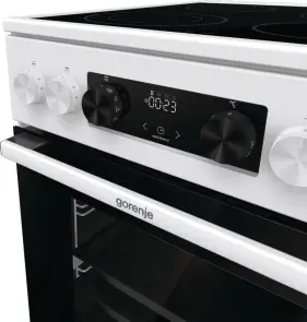 Плита Gorenje электрическая стеклокерамическая, 70л, 50x60см, дисплей, приготовление с паром, программатор, белый №4