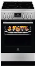 Плита Electrolux электрическая стеклокерамическая, 57л, 50x60см, дисплей, конвекция, манжальная подставка, нерж.