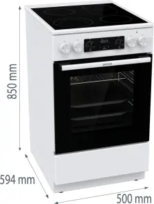 Плита Gorenje электрическая стеклокерамическая, 70л, 50x60см, дисплей, приготовление с паром, программатор, белый №11