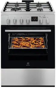 Плита Electrolux комбинированная, 58л, 60x60см, дисплей, конвекция, чугун, пара, нерж. №2