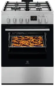 Плита Electrolux комбинированная, 58л, 60x60см, дисплей, конвекция, чугун, пара, нерж. №1