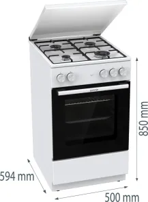 Плита Gorenje газовая, 70л, 50x60см, эмалированная, с крышкой, белый №6