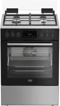 Плита Beko комбинированная, 72л, 60x60см, дисплей, конвекция, чугун, черный