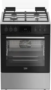 Плита Beko комбинированная, 72л, 60x60см, дисплей, конвекция, чугун, черный №1