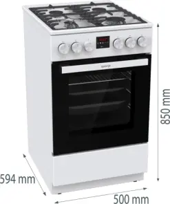 Плита Gorenje газовая, 67л, 50x60см, дисплей, IconLed, чугун, белый №5