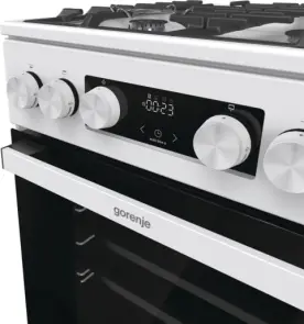 Плита Gorenje газовая, 67л, 50x60см, дисплей, IconLed, чугун, белый №7