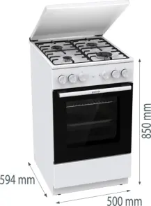 Плита Gorenje комбінована, 68л, 50x60см, емальовані реш, з кришкою, білий №7