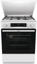Плита Gorenje комбинированная, 71л, 60x60см, дисплей, IconLed, чугун, белый