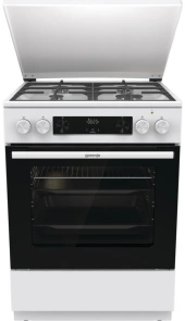 Плита Gorenje комбинированная, 71л, 60x60см, дисплей, IconLed, чугун, белый №1