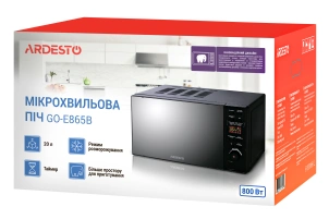 Мікрохвильова піч ARDESTO, 20л, електр.керув., 800Вт, дисплей, відкр.кнопкою, без поворот.стола, чорний №7