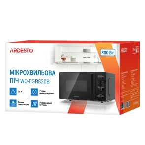 Микроволновая печь ARDESTO, 20л, электр.управл., 800Вт, гриль, дисплей, откр.ручкой, черный №9