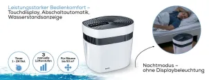 Очисник повітря Beurer Maremed, 50м2, 150м3/год, дисплей, 2-грубої очистки+1 водяний, створення морського клімату, білий №9