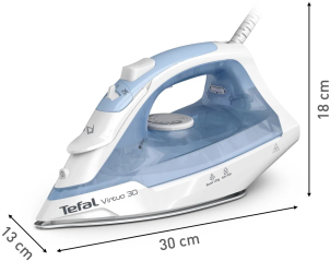 Праска Tefal Virtuo 30, 2000Вт, 240мл, паровий удар -120гр, постійна пара - 27гр, керам. підошва, біло-блакитний №4