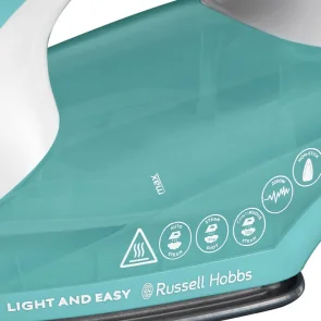 утюг Russell Hobbs Light & Easy, 2400Вт, 240мл, паровой удар -30гр, постоянная пара - 110гр, Anti-calc, нерж. сталь, бирюзовый №4