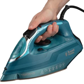 утюг Russell Hobbs Powersteam Ultra Coconut Smooth, 3100Вт, 350мл, паровой удар -230гр, самоочищение, керам. подошва, голубой №5